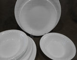 ❤️ 16-pc Corelle LINEN WEAVE DINNERWARE SET Plates Bowls Mugs *White Embossed