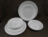 ❤️ 12-pc Corelle LINEN WEAVE DINNERWARE SET Plates Bowls *White Embossed
