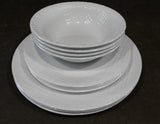 ❤️ 12-pc Corelle LINEN WEAVE DINNERWARE SET Plates Bowls *White Embossed