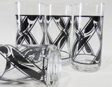*NEW Corelle 4 LYRICS 16-oz GLASSES Cooler Iced Tea Tumblers *Black Tulip Floral