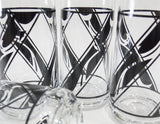 *NEW Corelle 4 LYRICS 16-oz GLASSES Cooler Iced Tea Tumblers *Black Tulip Floral