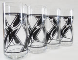 *NEW Corelle 4 LYRICS 16-oz GLASSES Cooler Iced Tea Tumblers *Black Tulip Floral