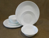 ❤️ NEW 12-pc Corelle MADELINE DINNERWARE SET White Embossed Floral Cherish