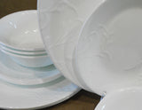 ❤️ NEW 12-pc Corelle MADELINE DINNERWARE SET White Embossed Floral Cherish