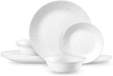 ❤️ NEW 12-pc Corelle MADELINE DINNERWARE SET White Embossed Floral Cherish