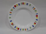 RARE Corelle MEMPHIS 15-oz Flat RIMMED SOUP BOWL *Red Blue Green Yellow Stripes