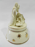 Mikasa PORCELAIN NAVITITY MUSIC BOX 24k Gold SILENT NIGHT Jesus Mary Joseph *NEW