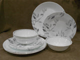 ❤️ 12-pc Corelle MISTY LEAVES DINNERWARE SET Plates Bowls *Gray Grey Watercolors