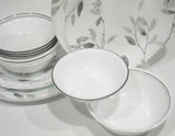 16-pc Corelle MISTY LEAVES DINNERWARE SET Plates Bowls *Gray Grey Watercolors