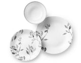 16-pc Corelle MISTY LEAVES DINNERWARE SET Plates Bowls *Gray Grey Watercolors
