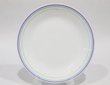 ❤️ 1 Corelle MOONGLOW 8.5" LUNCH Luncheon PLATE *Purple Blue Green Band Stripes