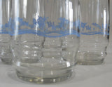 4 Corelle MORNING BLUE Floral 16-oz GLASSES 5 7/8" Iced Tea Pedestal Tumblers