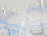 4 Corelle MORNING BLUE Floral 16-oz GLASSES 5 7/8" Iced Tea Pedestal Tumblers
