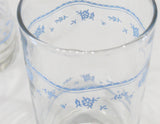 4 Corelle MORNING BLUE Floral 16-oz GLASSES 5 7/8" Iced Tea Pedestal Tumblers