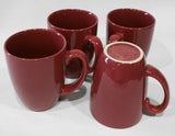 ❤️ 4 New CORELLE 11-oz RASPBERRY Red Stoneware Mugs *NORDIC BLOOMS Creamy Mauve