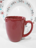 ❤️ 4 New CORELLE 11-oz RASPBERRY Red Stoneware Mugs *NORDIC BLOOMS Creamy Mauve