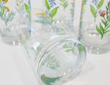 NEW 4 Corelle MY GARDEN 7-oz JUICE GLASSES Summer Floral Garden Yellow Blue Pink