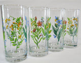 ❤️ 4 Corelle MY GARDEN 16-oz Tumbler GLASSES Floral Garden Yellow Blue Pink