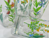 ❤️ 4 Corelle MY GARDEN 16-oz Tumbler GLASSES Floral Garden Yellow Blue Pink
