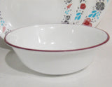❤️ Corelle NORDIC BLOOM 18-oz SOUP BOWL Cereal Salad *Ansa Floral Rasberry Red Rim