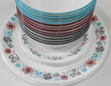 ❤️ 12-pc Corelle NORDIC BLOOM Dinnerware Set *Scandinavia Wildflowers Rasberry Teal Gray