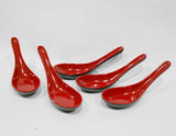 ❤️ NEW 5-pc PAO! Asian Cooking 5.25" CHINESE SOUP SPOONS SET Red Black Melamine