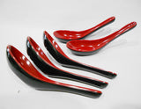 ❤️ NEW 5-pc PAO! Asian Cooking 5.25" CHINESE SOUP SPOONS SET Red Black Melamine
