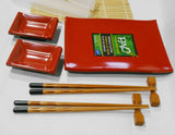 ❤️ 10-pc PAO! ASIAN SUSHI SET Mat Rice Paddle Sauce Dip Dish Platter Chop Sticks
