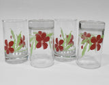 ❤️ NEW 4 Corelle PACIFIC BLOOM 7-oz JUICE GLASSES Red Hibiscus Floral