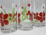 ❤️ NEW 4 Corelle PACIFIC BLOOM 16-oz TUMBLER GLASSES Iced Tea Cooler *Red Hibiscus Floral