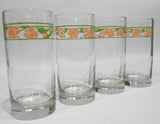❤️ 4 Corelle PEACH FLORAL 12-oz Iced Tea TUMBLER GLASSES *Summer Floral Blooms