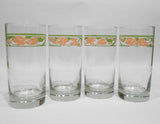 ❤️ 4 Corelle PEACH FLORAL 12-oz Iced Tea TUMBLER GLASSES *Summer Floral Blooms