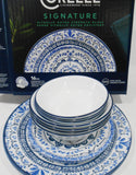 ❤️ NEW 16-pc Corelle PORTOFINO Dinnerware Set w/10-oz Dessert Bowls *Italian Blue Tiles