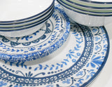 ❤️ NEW 16-pc Corelle PORTOFINO Dinnerware Set w/10-oz Dessert Bowls *Italian Blue Tiles