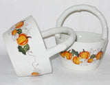 Ceramic PUMPKIN & VINES Thanksgiving Fall Harvest GIFT BASKET 6 3/4" x 3 3/4"