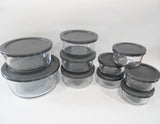 ❤️ NEW 20-pc PYREX Food Storage Container Set Glass w/GRAY COVERS Lids 7 4 2 1 Cup