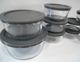 ❤️ NEW 20-pc PYREX Food Storage Container Set Glass w/GRAY COVERS Lids 7 4 2 1 Cup