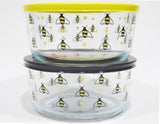 PYREX 7 Cup BEE HAPPY Storage Bowl *Choose: YELLOW or BLACK Hearts Spring Honeybees