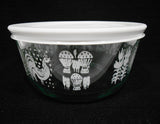 ❤️ PYREX 4 Cup AMISH BUTTERPRINT Glass Storage Bowl WHITE Rooster Wheat Harvest
