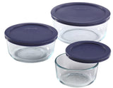 ❤️ NEW 6-pc Pyrex Simply Store GLASS STORAGE BOWLS 7, 4, 2 Cup BLUE Plastic Covers