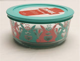 ❤️ PYREX 4 Cup Glass Storage Bowl SPRING FLING BUNNY Love Pink Turquoise Blue Hearts