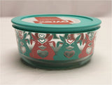 ❤️ PYREX 4 Cup Glass Storage Bowl SPRING FLING BUNNY Love Pink Turquoise Blue Hearts
