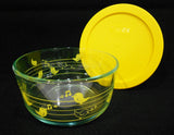 ❤️ PYREX 4 Cup YELLOW CHICK BIRDS Glass Storage Bowl 1 QT Easter Musical Notes