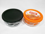 ❤️ Pyrex 4 Cup BLACK BATS & ORANGE PUMPKINS 1-Qt Spooky Halloween Storage Bowls