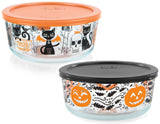 Pyrex 7 Cup HALLOWEEN Cats & Bats FIENDISH FRIENDS *or* Pumpkins JACK O LANTERN