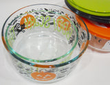 New 6-pc Pyrex HALLOWEEN Storage Bowl Set Trick or Treat Spiders Pumpkins Ghosts
