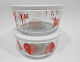 NW 4-pc PYREX Valentine 4 Cup Storage BOWLS * I LOVE YOU Red HEARTS White Covers