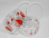 NW 4-pc PYREX Valentine 4 Cup Storage BOWLS * I LOVE YOU Red HEARTS White Covers