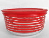 PYREX Stripes MEMORY LANE 4 Cup Storage Bowl CHOOSE: GREEN RED WHITE BLUE YELLOW