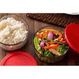 ❤️ NEW 6-pc Pyrex Simply Store GLASS STORAGE BOWLS 7, 4, 2 Cup RED Plastic Covers